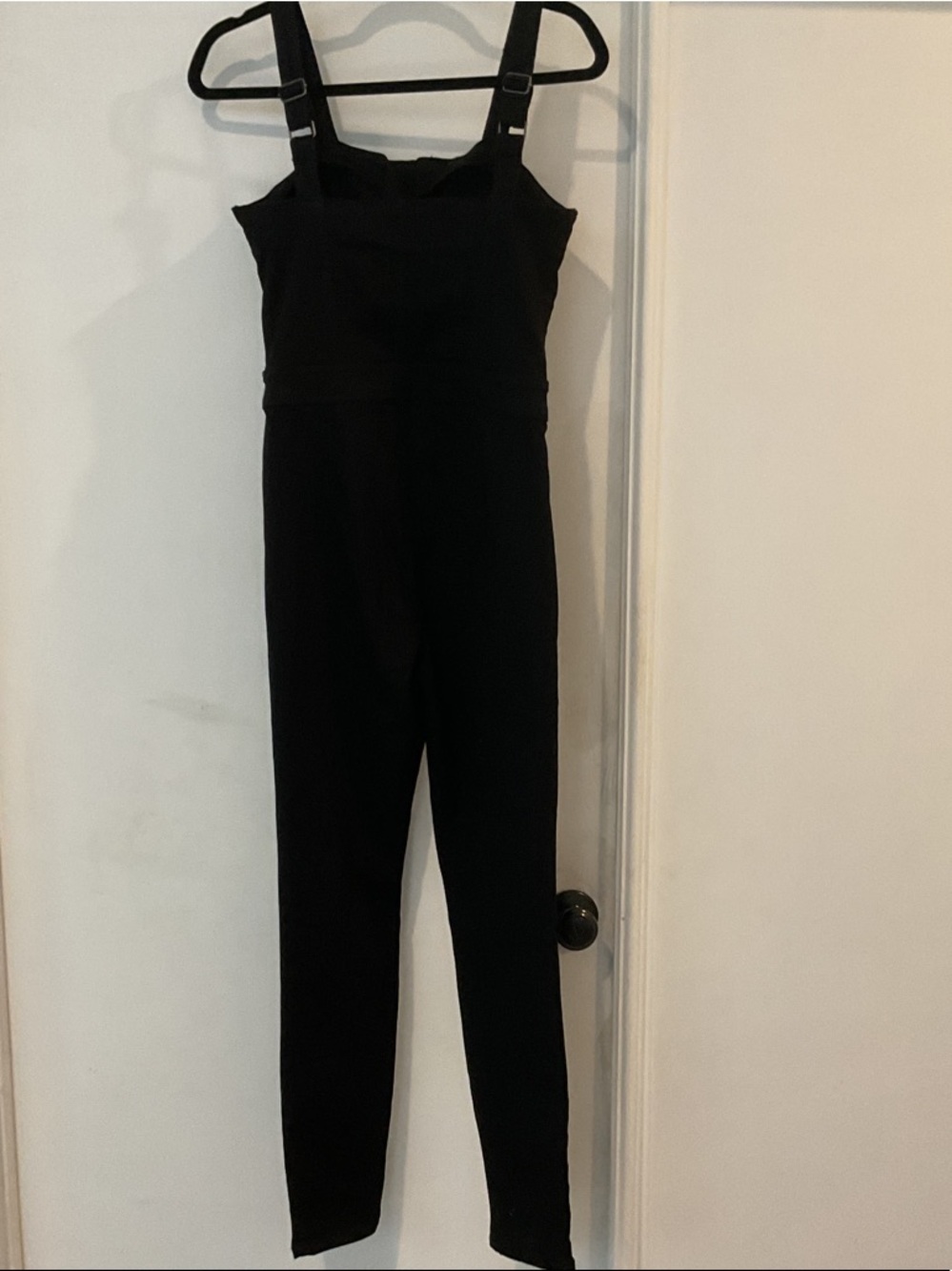 Guess Black Sleeveless Denim Fitted Jumpsuit with Front Zip - Picture 3 of 4